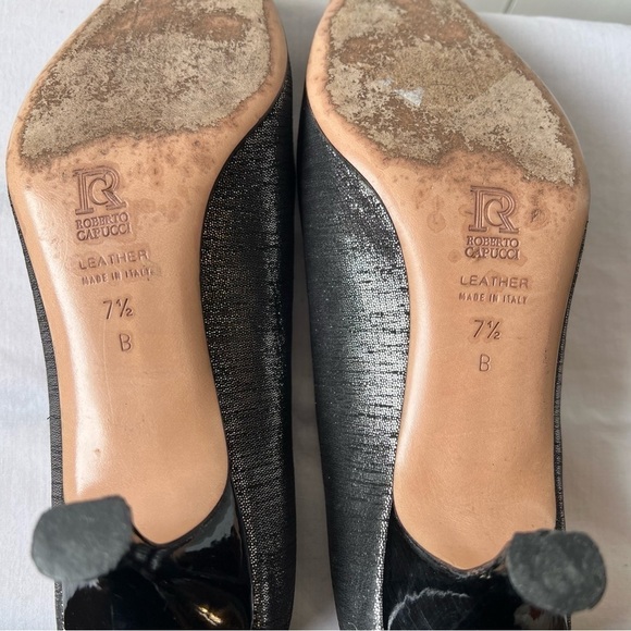 Robert Capucci, Patent black & silver heels, Made in Italy, Size 7.5. - Picture 9 of 10